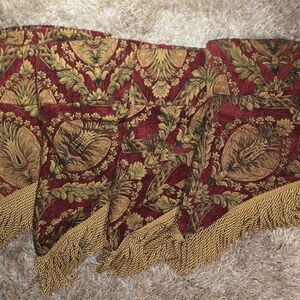 CROSCILL Red and Gold Damask Valance with Tassel Fringe (DISCONTINUED)